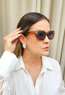 Óculos de Sol Lorena de acetato marrom com lentes de proteção uv