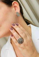 Brinco Angelita Silver de strass black diamond