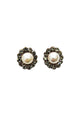 Brinco Milena de perolas com pedras black diamond banhado no vintage