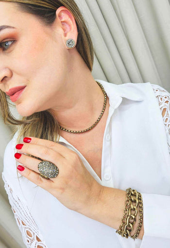 Colar choker Sienna ouro velho