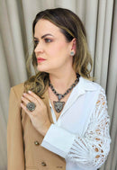 Maxi Colar Aisha com pingente de onça grafite