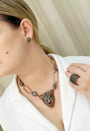 Brinco Vick Camili hematite e black diamond banhado no vintage