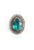 Anel Distinção prata oval com pedra verde e black diamond