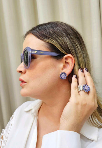 Óculos de Sol Nicole de acetato lavanda com lentes de proteção uv