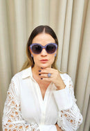 Óculos de Sol Nicole de acetato lavanda com lentes de proteção uv