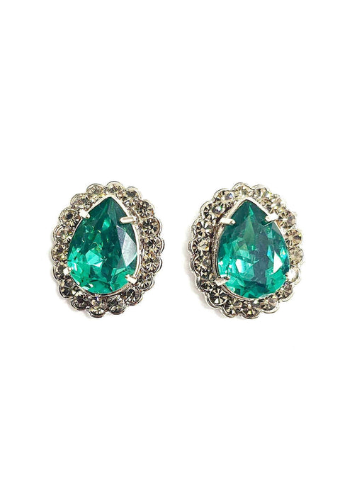 Brinco Distinção prata com pedra verde e black diamond