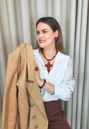 Colar Santo Luxo de crucifixo com pedras vermelhas banhado no vintage