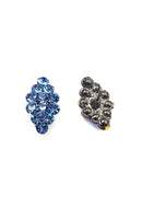 Brinco Agata com strass azul banhado no grafite