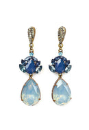 Brinco Helena glam ouro velho com pedras azuis