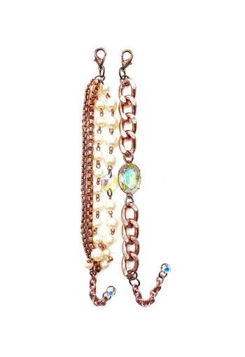 Pulseira Queiro mais de perolas vintage com pedra boreal