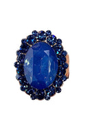 Anel Fashion oval com pedras montana banhado no vintage