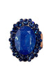 Anel Fashion oval com pedras montana banhado no vintage