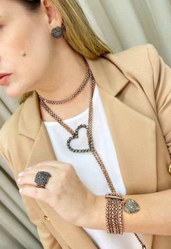 Colar Pashmina Gal com pingente de coração