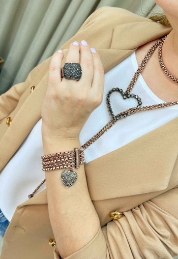 Colar Pashmina Gal com pingente de coração