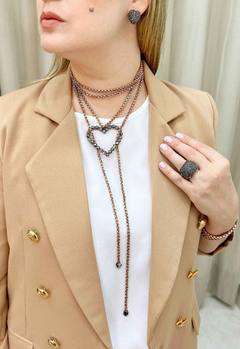 Colar Pashmina Gal com pingente de coração