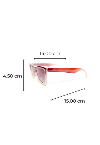 Óculos de Sol Juliana de acetato degrade vermelho e nude com lentes de proteção uv
