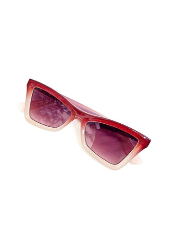Óculos de Sol Juliana de acetato degrade vermelho e nude com lentes de proteção uv