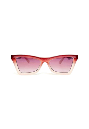 Óculos de Sol Juliana de acetato degrade vermelho e nude com lentes de proteção uv