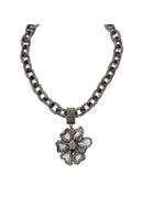 Maxi colar Anne com pingnete de flor e elos onix