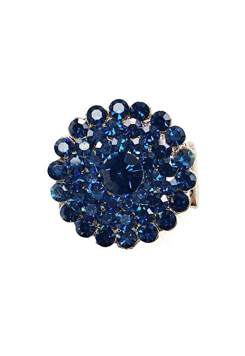 Anel Dione glam prata com pedras azuis