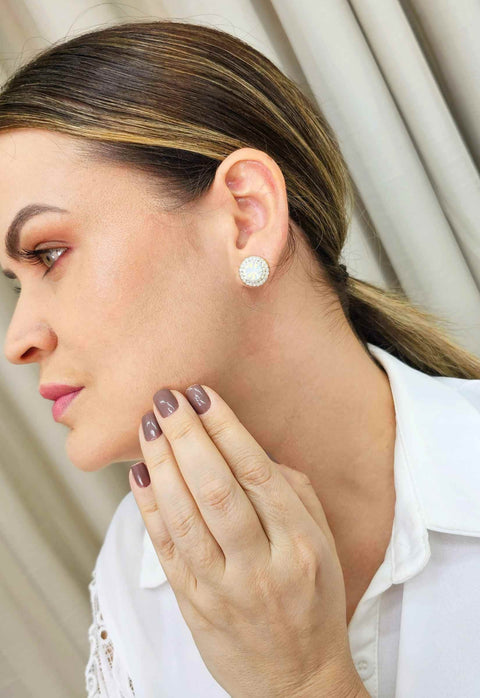 Brinco vick Opal banhado no dourado