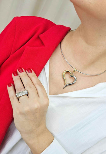 Colar Inovar com pingente de coração prata e dourado