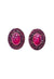 Brinco Especial oval com pedras ametista banhado no vintage