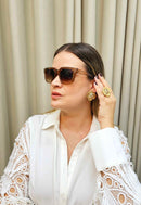Óculos de Sol Fabiana de acetato marrom com lentes de proteção uv