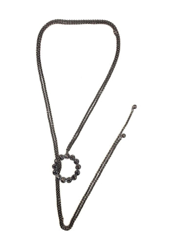 Colar pashmina Raika onix com pedras hematite