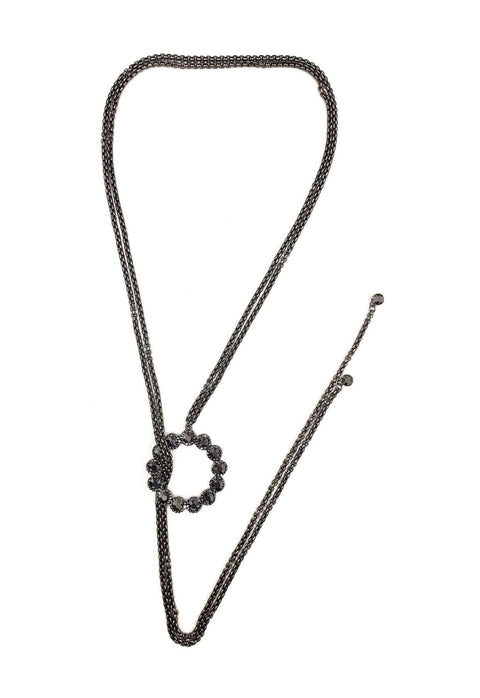 Colar pashmina Raika onix com pedras hematite