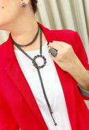 Colar pashmina Raika onix com pedras hematite