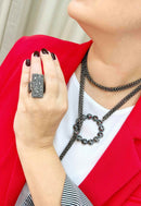 Colar pashmina Raika onix com pedras hematite