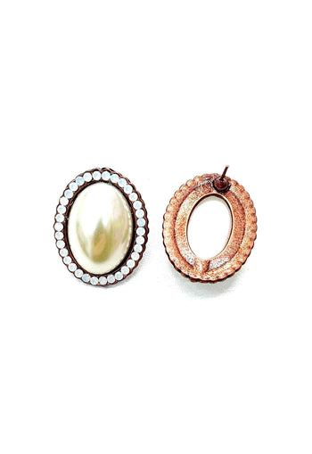 Brinco Clover vintage com perolas e strass