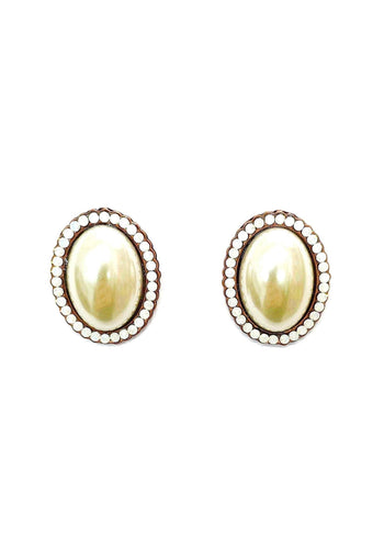 Brinco Clover vintage com perolas e strass