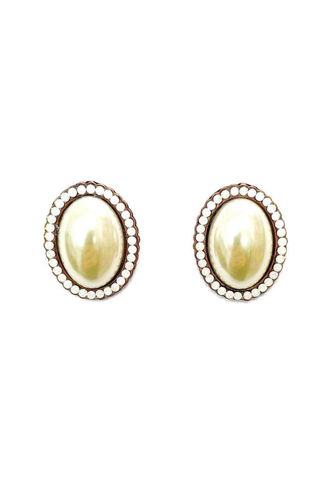 Brinco Clover vintage com perolas e strass
