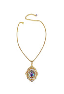 Colar Raridade Gold com pingente de strass boreal e veneziana dourado