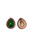 Brinco Emily de gota verde banhado no vintage
