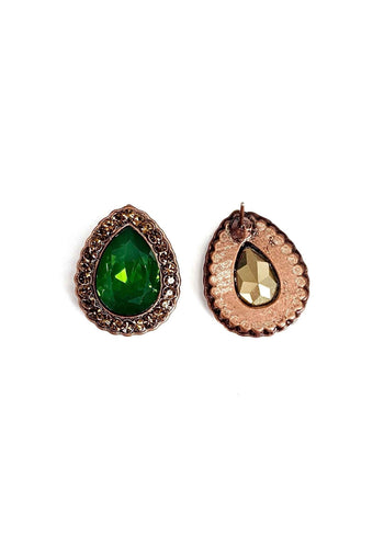 Brinco Emily de gota verde banhado no vintage