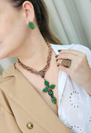 Brinco Emily de gota verde banhado no vintage