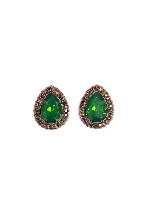 Brinco Emily de gota verde banhado no vintage