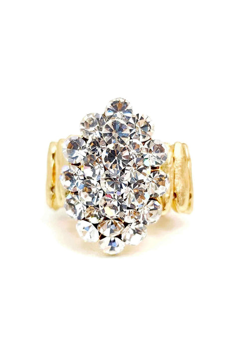 Anel Astrid de strass cristal banhado no dourado