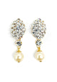 Brinco Astrid glam de perolas e cristal banhado no dourado