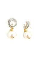 Brinco Astrid classic de perolas e cristal banhado no dourado