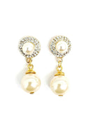 Brinco Astrid classic de perolas e cristal banhado no dourado