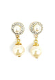 Brinco Astrid classic de perolas e cristal banhado no dourado