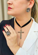 Anel Lumi com pedras black diamond banhado no grafite