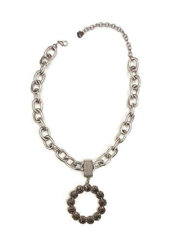 Colar Raika silver com pingente de pedras black diamond