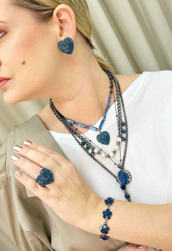 Brinco Mabele montana grafite de pedras azuis