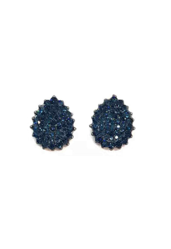 Brinco Elizia montana de gota com strass montana banhado no grafite