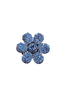 Anel Avelina jeans de flor com strass azuis banhado no vintage